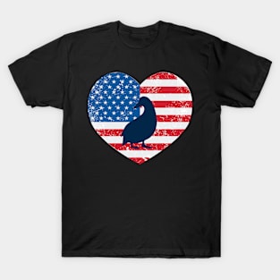 American Flag Heart Love Duck Usa Patriotic 4Th Of July T-Shirt